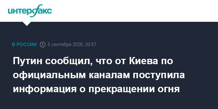 Путин сообщил, что от Киева по официальным каналам поступила информация о прекращении огня